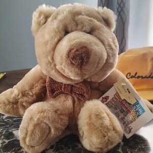 Animal Alley Hughbert Brown Tan Teddy Bear Plush 2000 Bow Tie 13" With Tag New